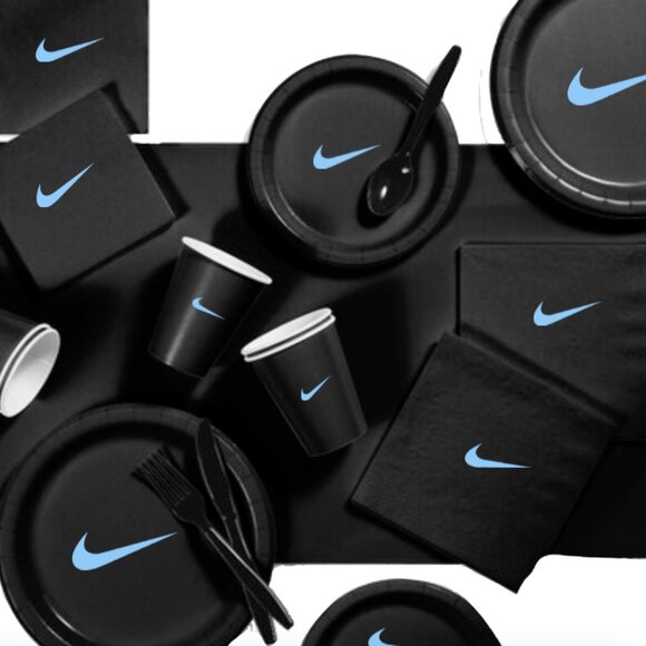 Custom Sw00sh Party, Birthday Party Dinnerware Set of 60 total pieces-Black - Picture 5 of 6